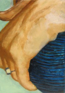 Anna, #16. The mixed technique over pretextured relief on wood panel. 9 x 12.7 cm or 3 1/2 x 5 inches.