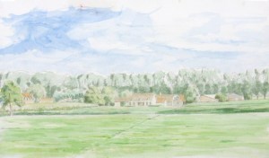 original watercolor of a farm on the Dammevaart 2014