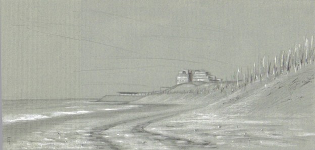 drawing of the beach at Wending Belgium