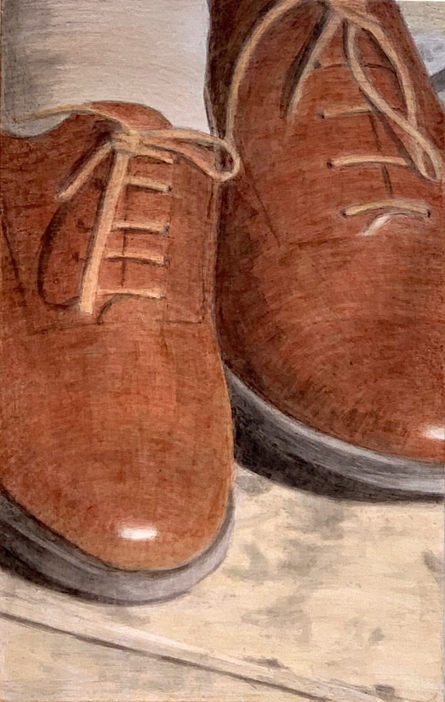 A piece of me #61, egg tempera on panel. 21 x 13.3 cm or 8 1/4 x 5 1/4 in.