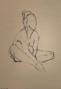 Charcoal on tinted sketching paper, 35 x 50 cm or 13.75 x 19.75 in.