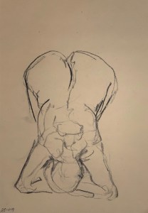 Charcoal on tinted sketching paper, 35 x 50 cm or 13.75 x 19.75 in.