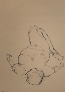 Charcoal on tinted sketching paper, 35 x 50 cm or 13.75 x 19.75 in.