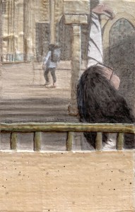 A piece of me #16, egg tempera over collage. 21 x 13.3 cm or 8 1/4 x 5 1/4 in.