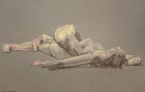 Conté crayon on tinted Canson paper, 32.5 x 50 cm or 13 x 19.75 in.