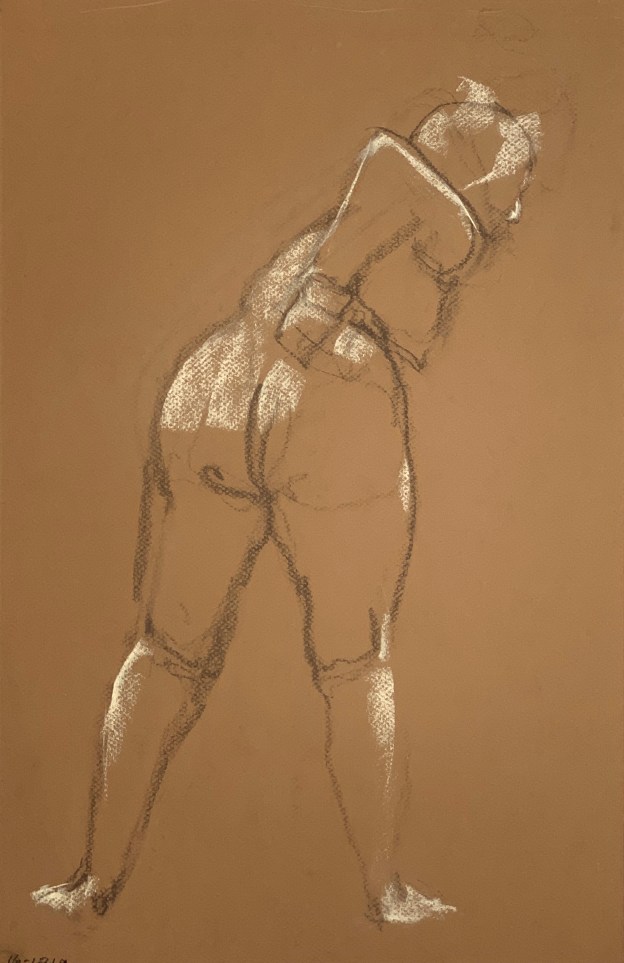 Conté crayon on tinted Canson paper, 32.5 x 50 cm or 13 x 19.75 in.