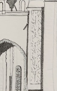 A Piece of Me #08, india ink underdrawing over collage,