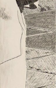 A Piece of Me #38 underdrawing in pen and ink.