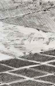 A Piece of Me #48, underdrawing in pen and ink.