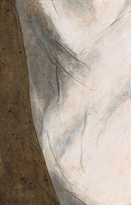 A Piece of Me #44, acrylic over collage on panel. 21 x 13.3 cm or 5 1/4 x 8 1/4 in.