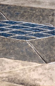 A Piece of Me #40, oil over collage on panel. 21 13.3 cm or 5 1/4 x 8 1/4 in.