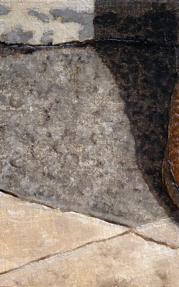 A Piece of Me #60, oil on panel over collage. 21 x 13.3 cm or 5 1/4 x 8 1/4 in.