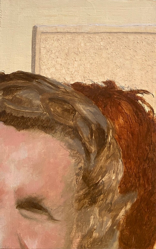 A Piece of Me #05, oil on panel over cotton. 21 x 13.3 cm or 5 1/4 x 8 1/4 in.