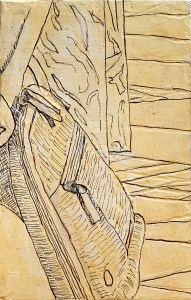 Underdrawing over yellow ochre imprimatura for A Piece of Me #30.