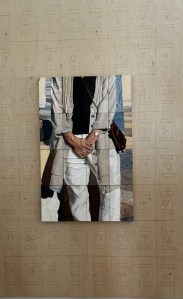Pieces of Me, during the assembly process on a finished pieces of beech plywood. 69" x 45"