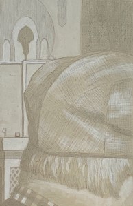 Panel #01, silverpoint underdrawing over tinted gesso, highlight with white. 13.3 x 21 cm or 5 1/4 x 8 1/2 in.