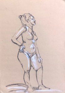 15 minute pose. Charcoal on toned sketching paper.