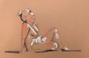 15 minute pose. Conté crayon on toned Canson paper.