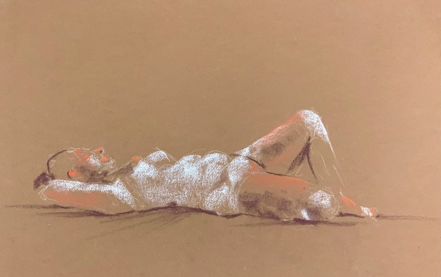 Conté crayon on pastel paper.