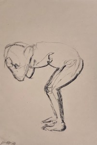 Three minute pose. Charcoal on toned sketching paper. 35 x 50 cm.