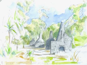 Victoria Settlement. May 21, 2023. Watercolor on hot pressed paper. 9" x 12" or 23 x 30 cm.