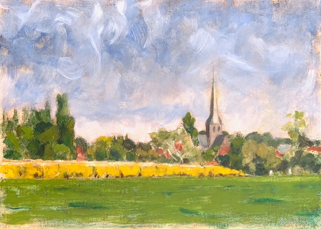 Vivenkapelle. September 2023. Oil on panel. 9 x 12 Inches or 23 x 32 cm.