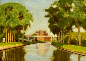 Avond aan de Jachthaven II, intermediate on site oil.