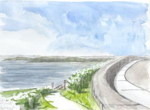 Signal Hill, St. John's Newfoundland. 17 June, 2025. Watercolor of hot pressed paper. 23 x 31 cm or 9 x 13"