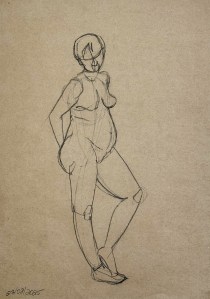 Figure Drawing, charcoal pencil on brown recycled paper. 35 x 50 cm or 14 x 20"