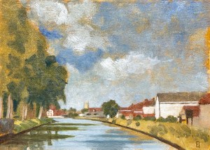 Langs de Vaartdijk II. Oil on panel. September 2025. 9 x 12.5" or 23 x 32 cm.