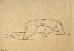 03-06-26 Figure Drawing Brugge. 35 x 50 cm. Charcoal pencil on recycled paper.