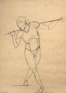 Figure Drawing Brugge, July 1, 2026 Carbond pencil on recycled toned paper 35 x 50 cm