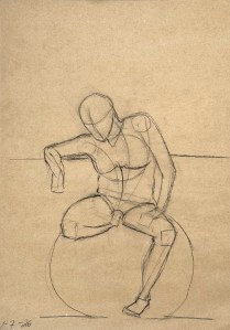 Figure Drawing Brugge, July 1, 2026 Carbond pencil on recycled toned paper 35 x 50 cm