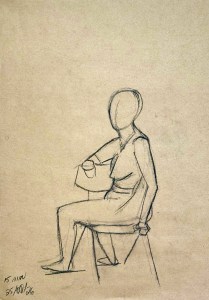 15 minute Figure Drawing 26/08, 2026. 35 x 50 cm charcoal on recycled paper.