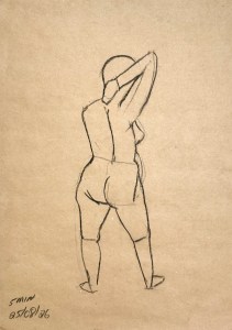 5 minute Figure Drawing 26/08, 2026. 35 x 50 cm charcoal on recycled paper.