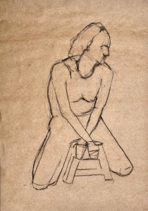 Figure Drawing 02/09/2026. Carbon pencil on recycled paper. 35 x 50 cm.