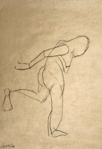 Figure Drawing 02/09/2026. Carbon pencil on recycled paper. 35 x 50 cm.